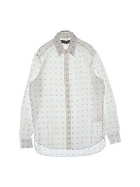 Louis Vuitton Allover Pattern Cotton Long Sleeve Shirt Dress White